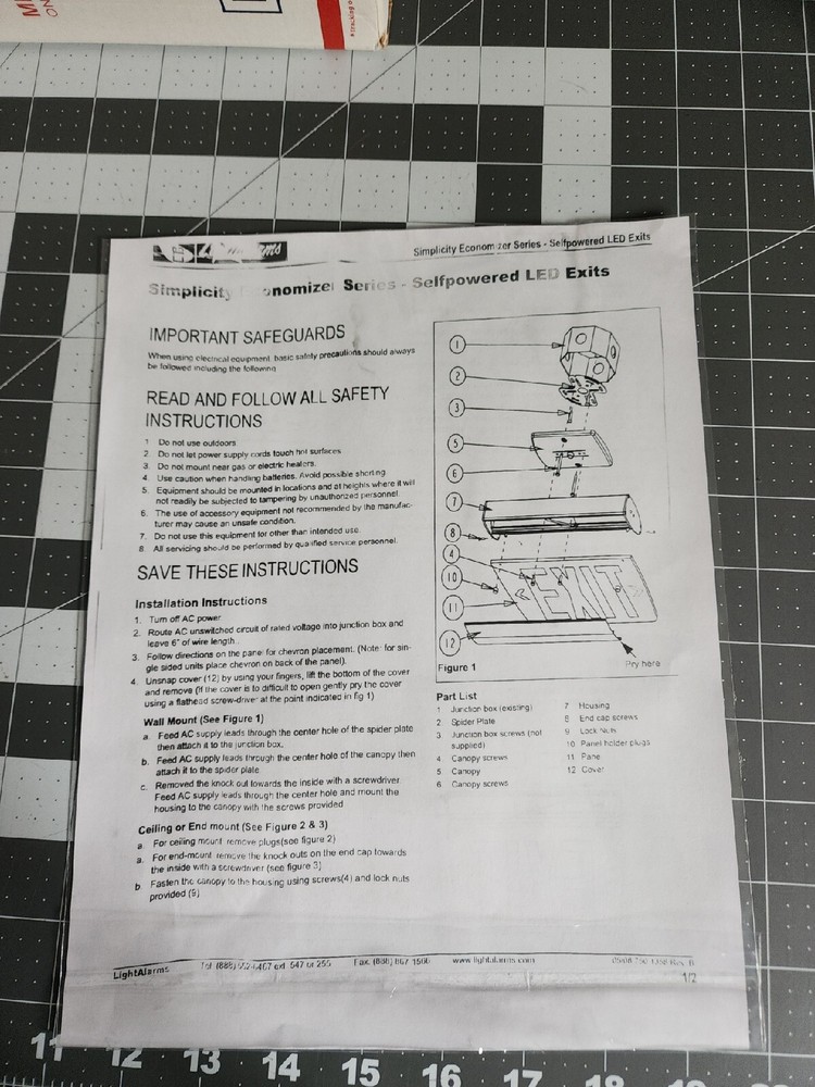 Lightalarm Simplicity Economizer Series Selfpowered Led Edge Lit Exit Sign
