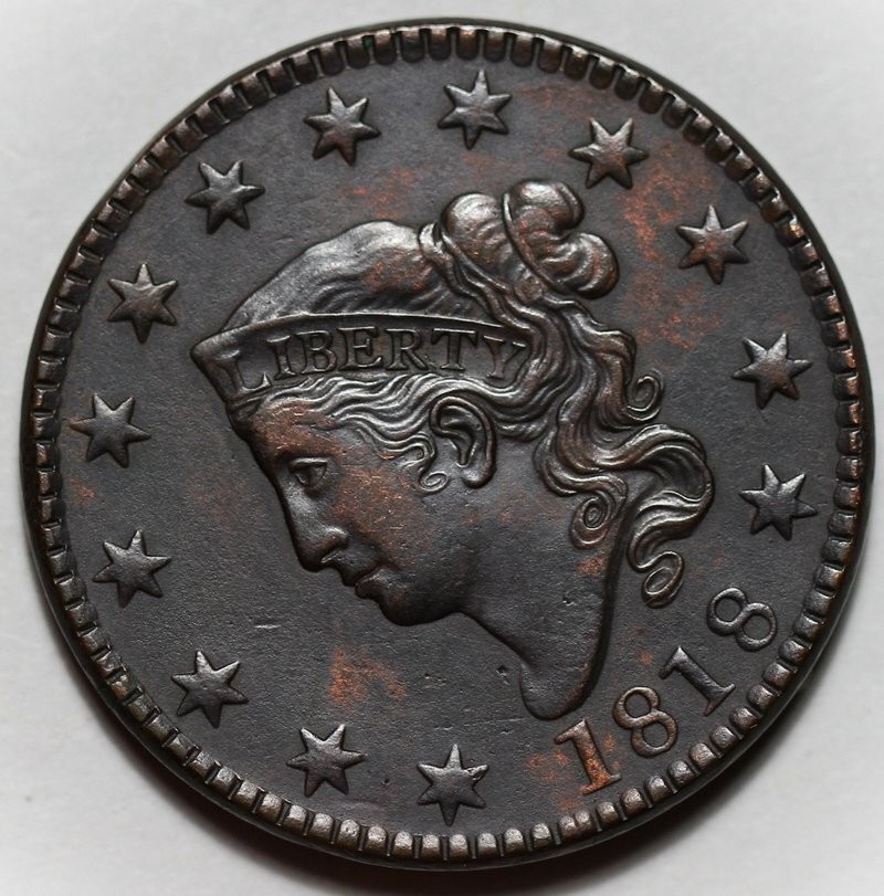 1818 Coronet Head Large Cent (N-7) - US 1c Copper Coin