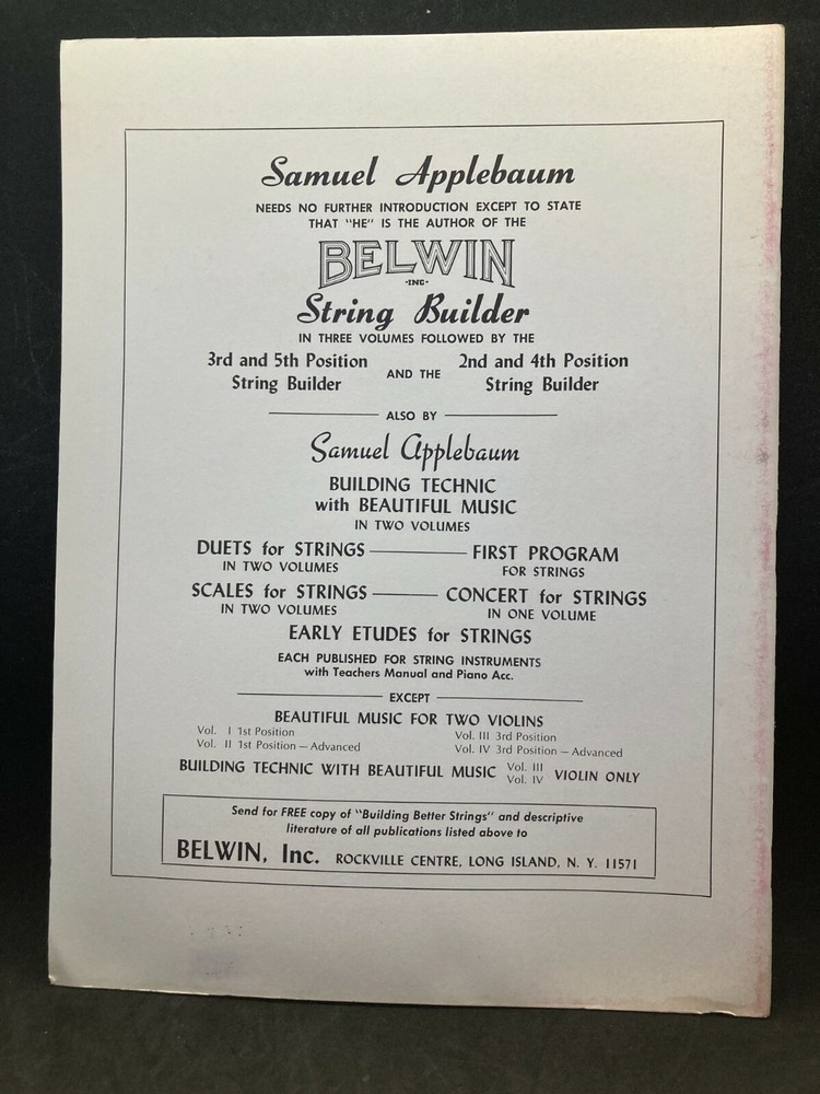 BELWIN Course for Strings: Third and Fifth Position String Builder Cello EL01938
