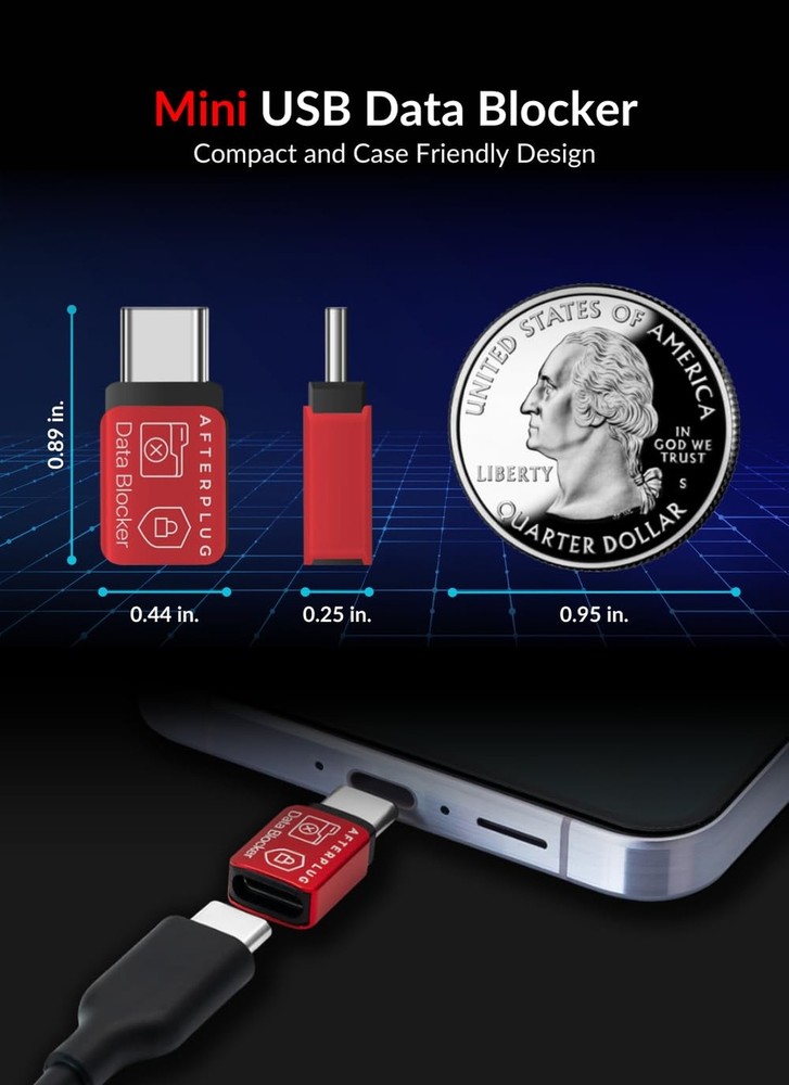 Afterplug USB-C to USB-C Data Blocker (2-Pack) | Anti-Hacking & Juice-Jacking...