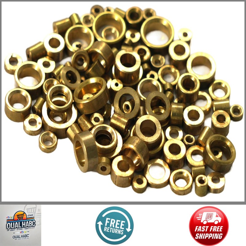 100 Brass Clock Bushes Assorted Set for Pivots Bushing 2mm‑8.5mm Mixed Sizes