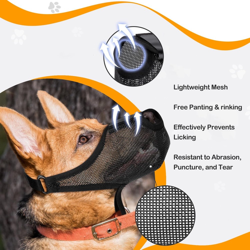 Durable Dog Muzzle for Small, Medium & Large Dogs，Soft & Extra Large, Black