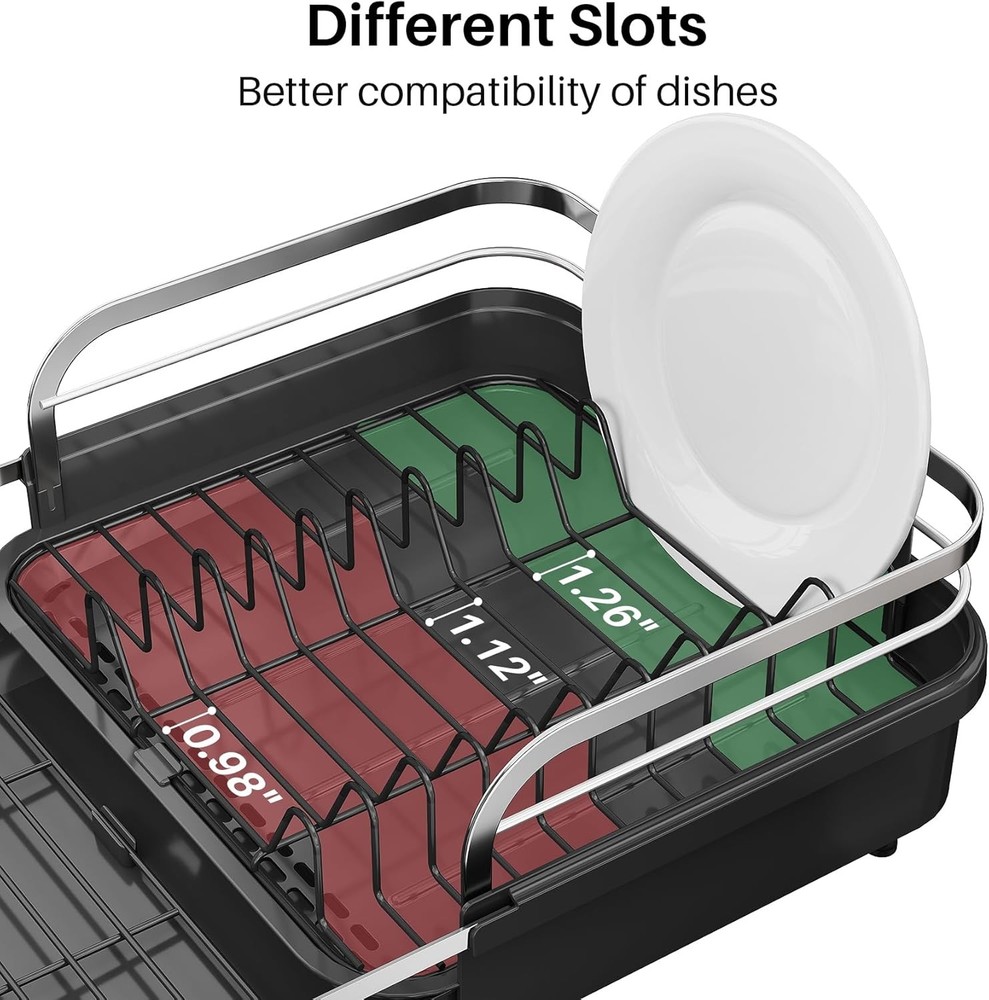 Dish Drying Rack, Expandable Dish Rack for Kitchen Counter, Stainless Steel Dish