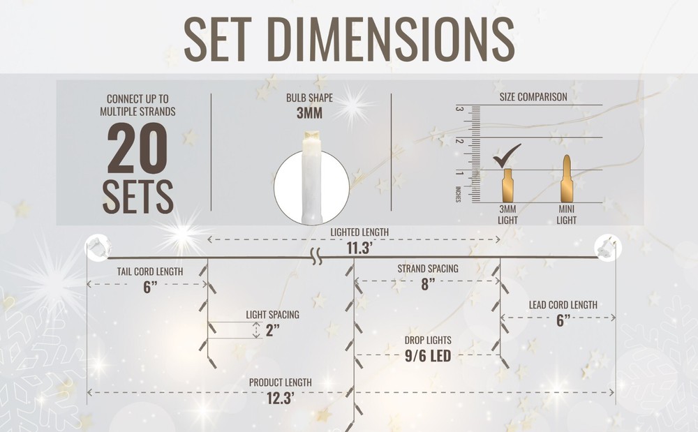 Aurio Starry Light Icicles Super Bright 135LED 3MM