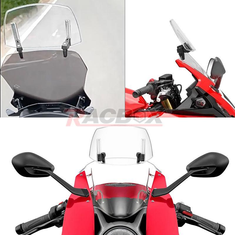 Universal Clip On Windshield Extension Spoiler Wind Screen Deflector Motorcycle