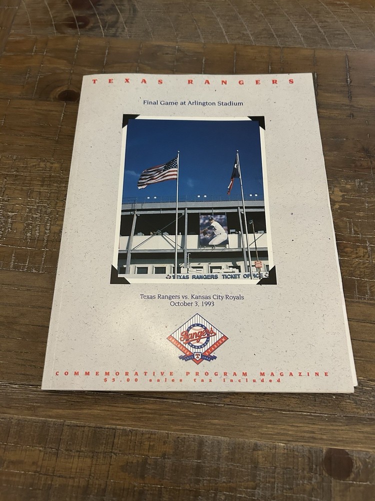 Texas Rangers Souvenir Program Final Game At Arlington Stadium 1993