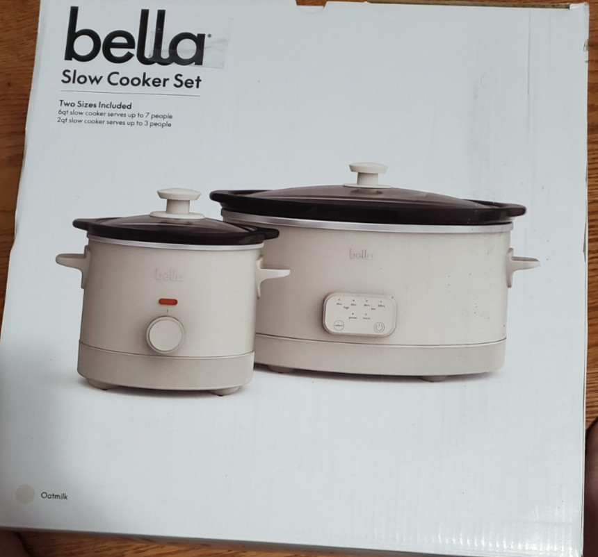 BELLA 6Qt & 2Qt Slow Cooker Set – Programmable, Nonstick, Dishwasher Safe