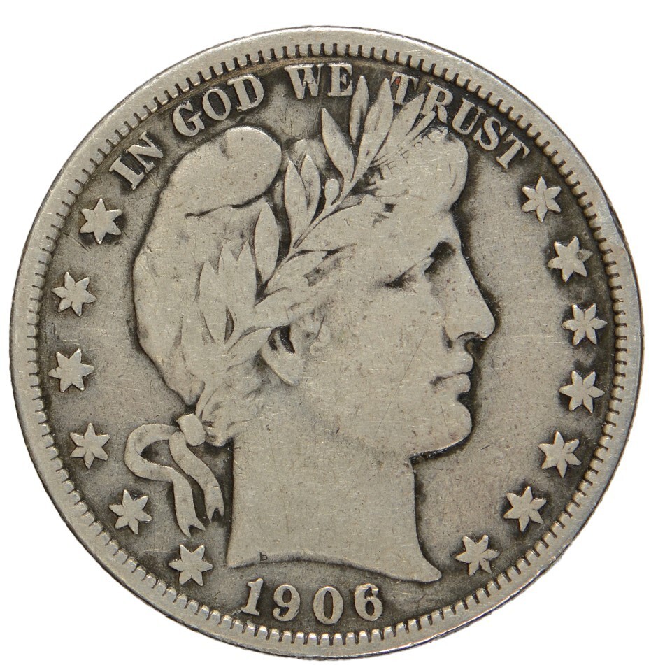1906 Barber Half Dollar 90% Silver ~ Fine