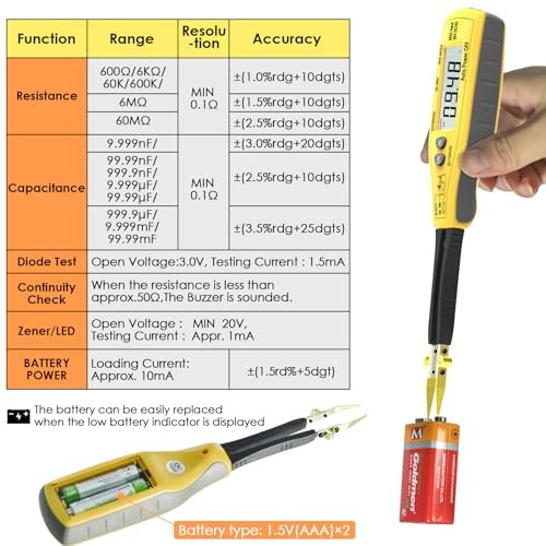Digital SMD Tester 6000 Counts - Auto Ranging Intelligent Resistance