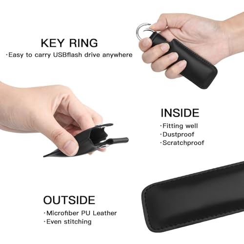 Microfiber Leather USB Flash Drive Case - Anti Lost USB Flash Drive Black