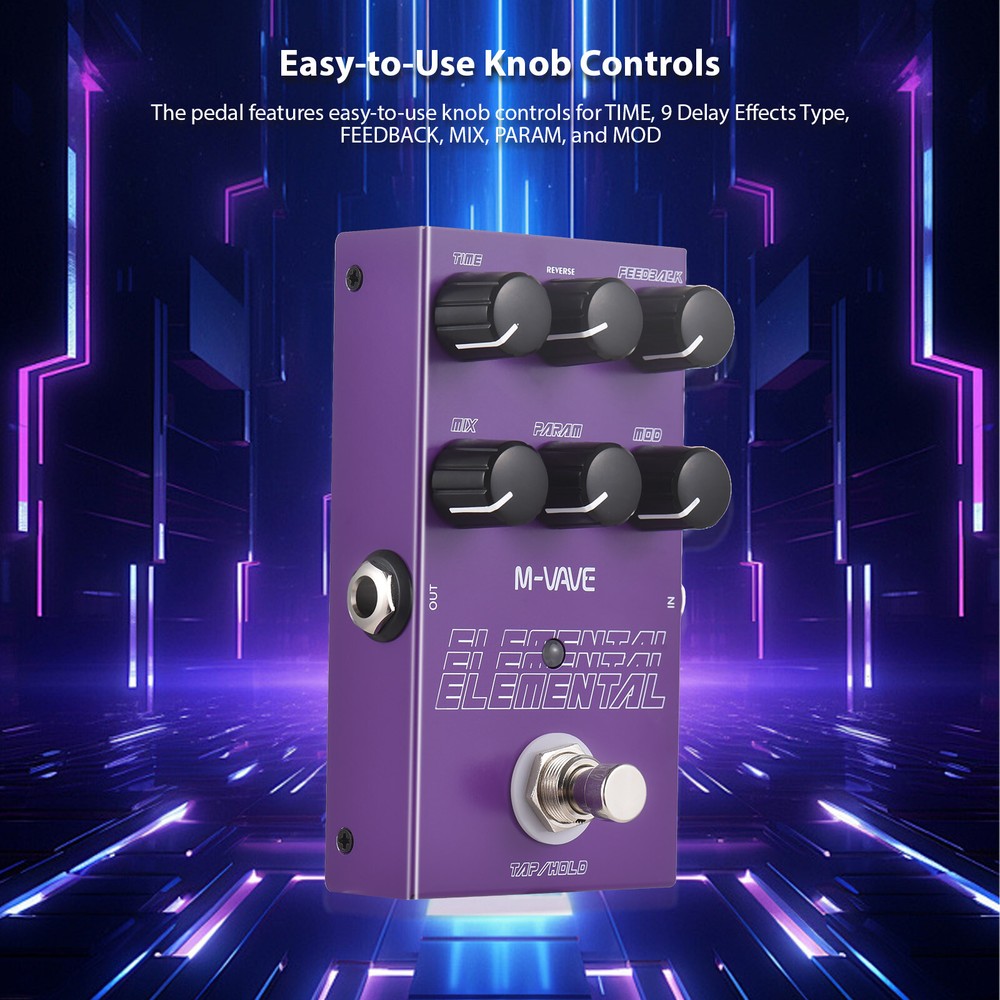 M-VAVE Electric Guitar ELEMENTAL Delay Effect Pedal 9 Delay Effects Type Metal
