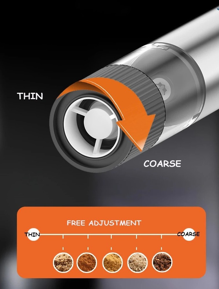 Electric Salt Pepper Grinder Rechargeable Adjustable Coarseness Mill Set