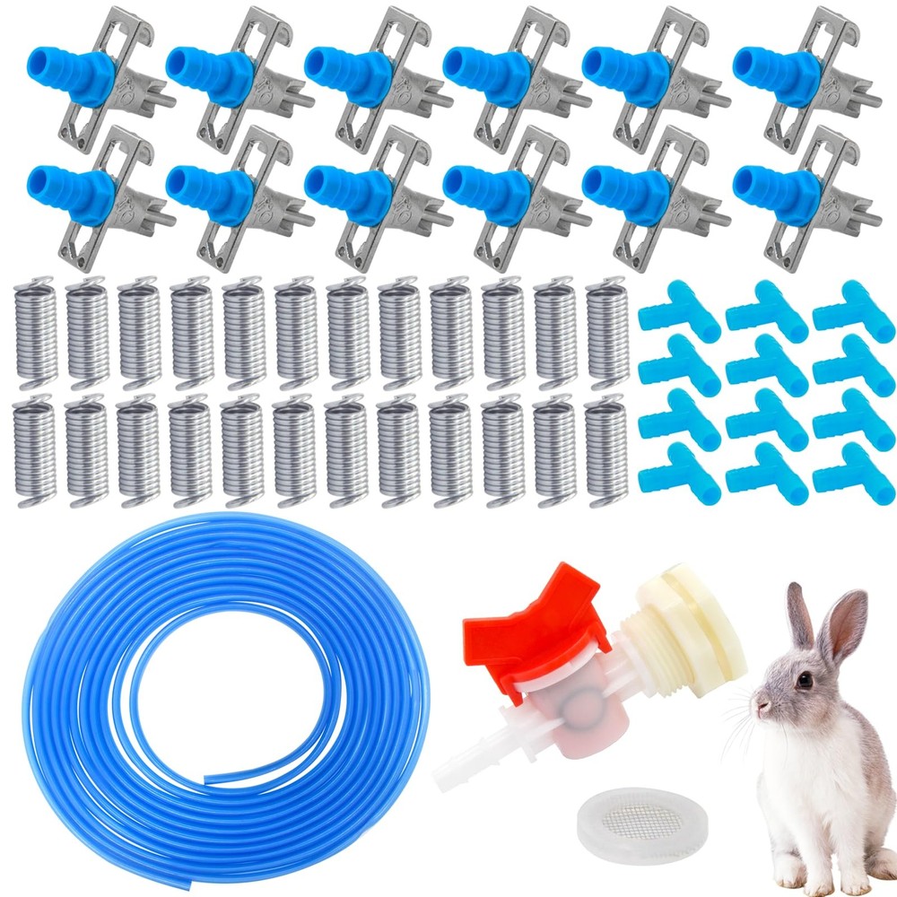 Upgrade Automatic Rabbit Watering Kit Include 12 Nipple Drinker Feeders 32 Fe...