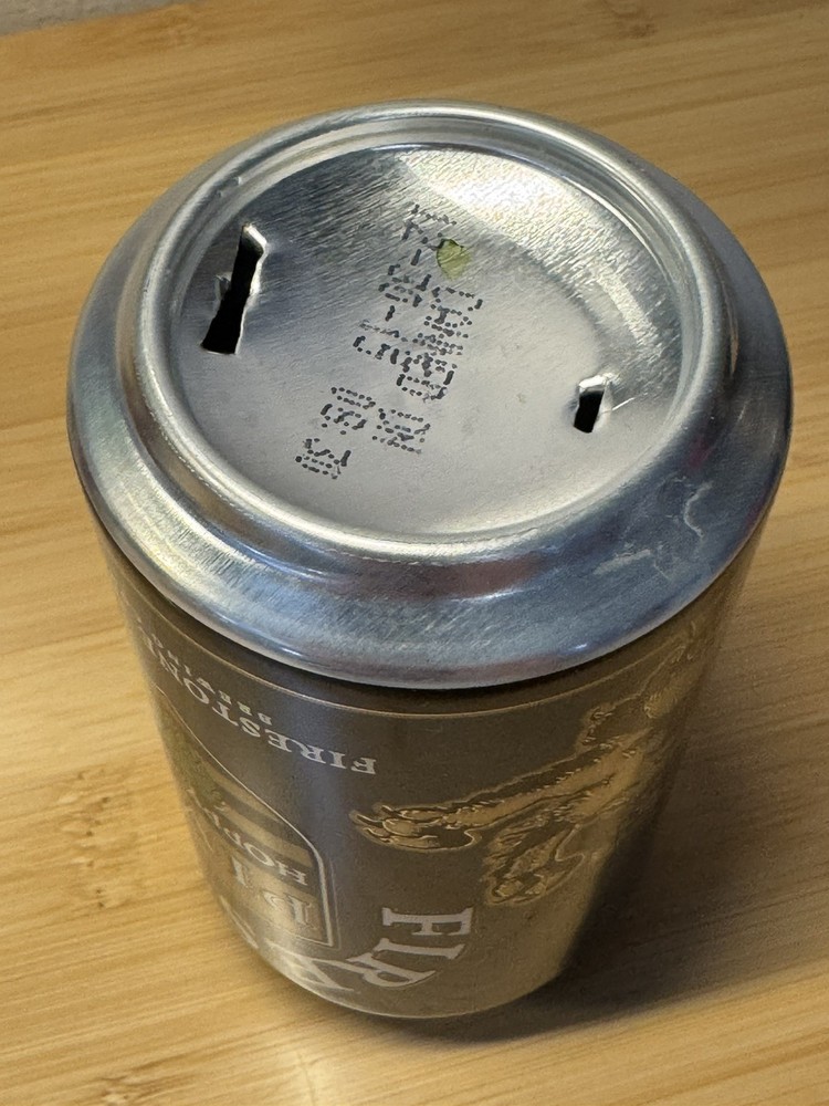 Firestone PIVO Hoppy Pils - Empty Beer Can Bottom Opened