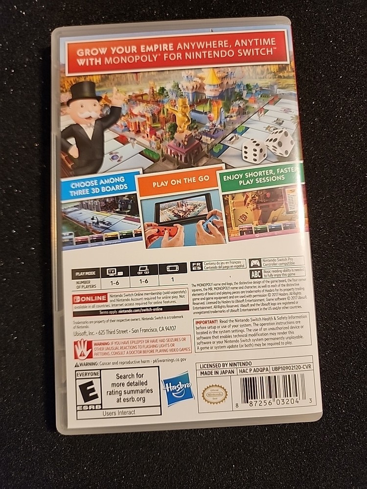 Monopoly - Nintendo Switch Case Only NO GAME USED