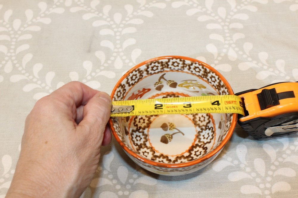 5 PC Temptations Old World Stacking Nesting Mixing Bowl Set - Fall/Autumn Acorns
