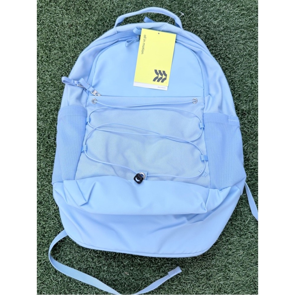 all in motion Light Blue Bungee Front Backpack