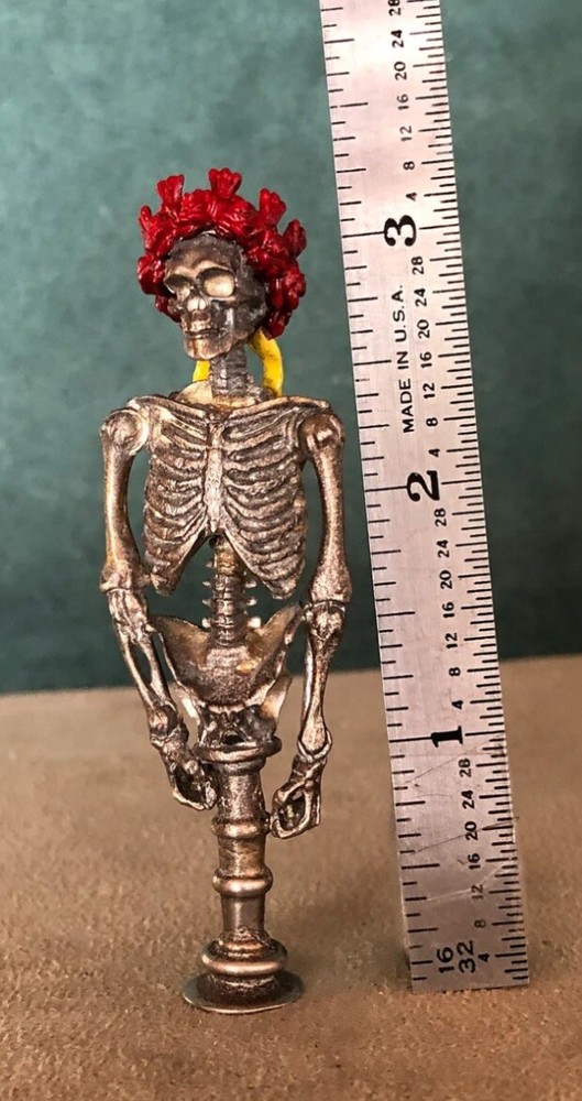 Grateful Dead Partially Painted Bertha Skeleton Pipe Tamper Solid Fine Pewter