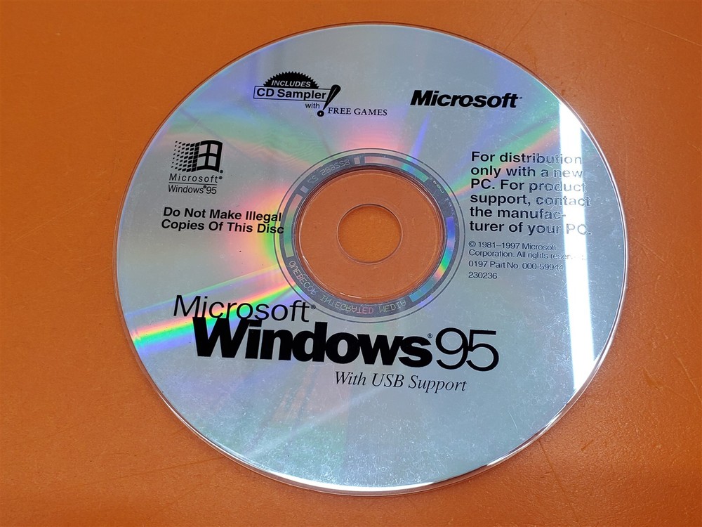 ⭐️⭐️⭐️⭐️⭐️ USED Vintage Microsoft Windows 95 With USB Support Disc Only