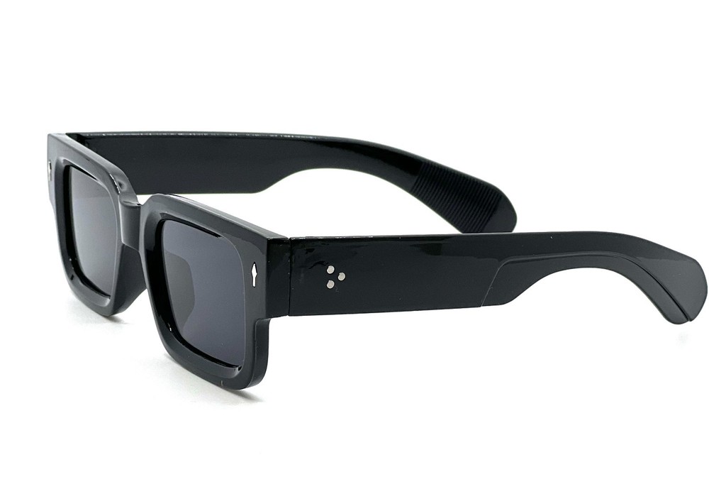 Men Sunglasses Classic Brown Lens Rectangular Thick Frame Casual Shades Elegant