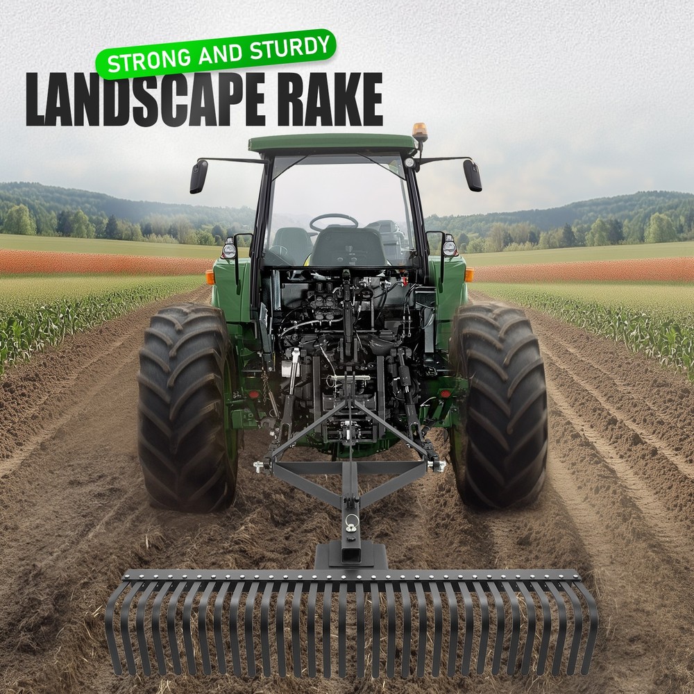 3 Point 60" Landscape Rake For Cat 1 Tractor Hookup Compact Tractors Loader