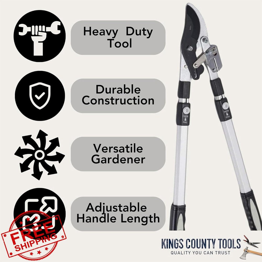 Kings County Tools Tree Trimmer Loppers Bypass Extendable 26"-40"