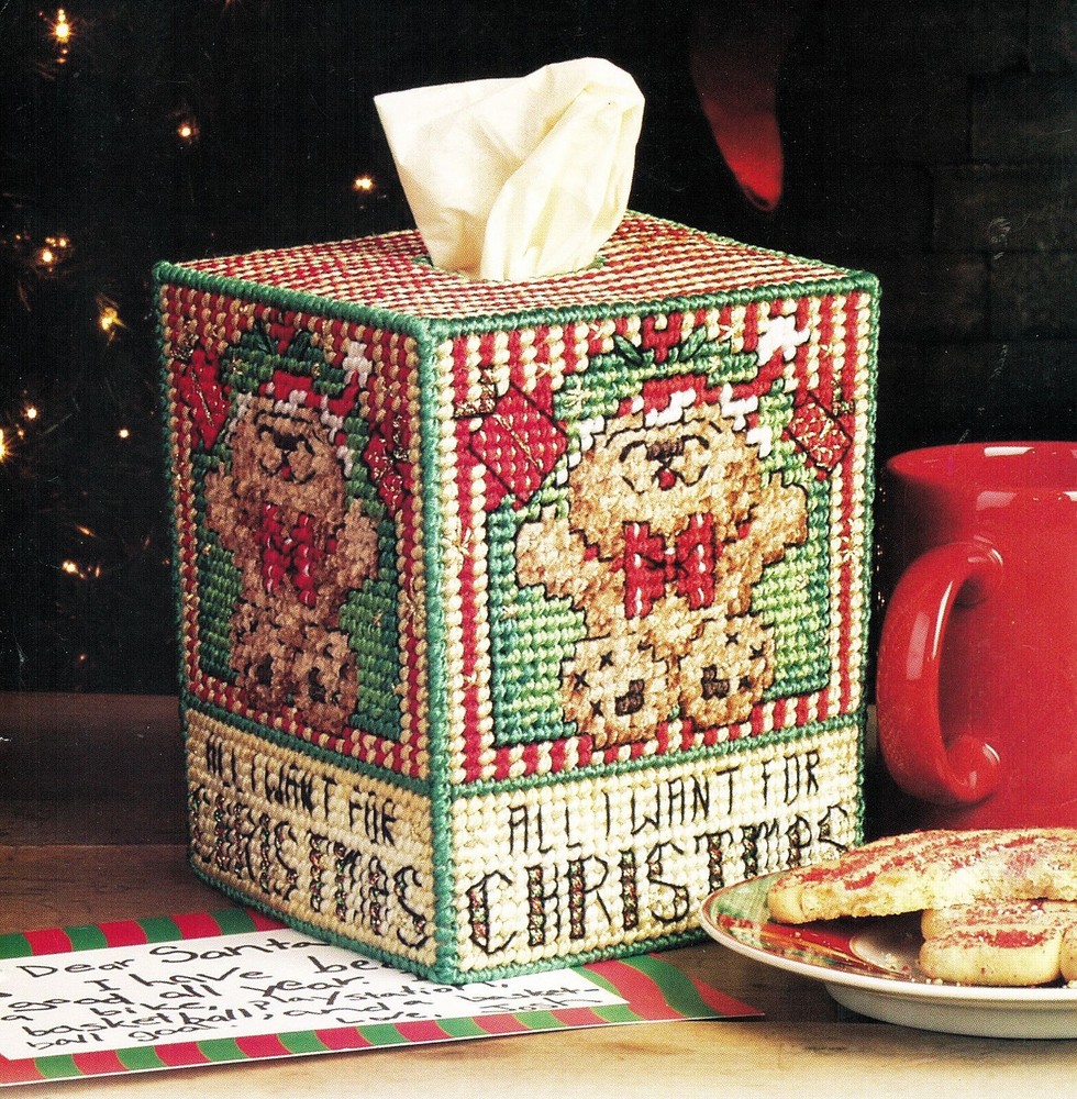 Plastic Canvas Xmas Window Screen Ornaments 3D Greeting Tissue Topper Patterns