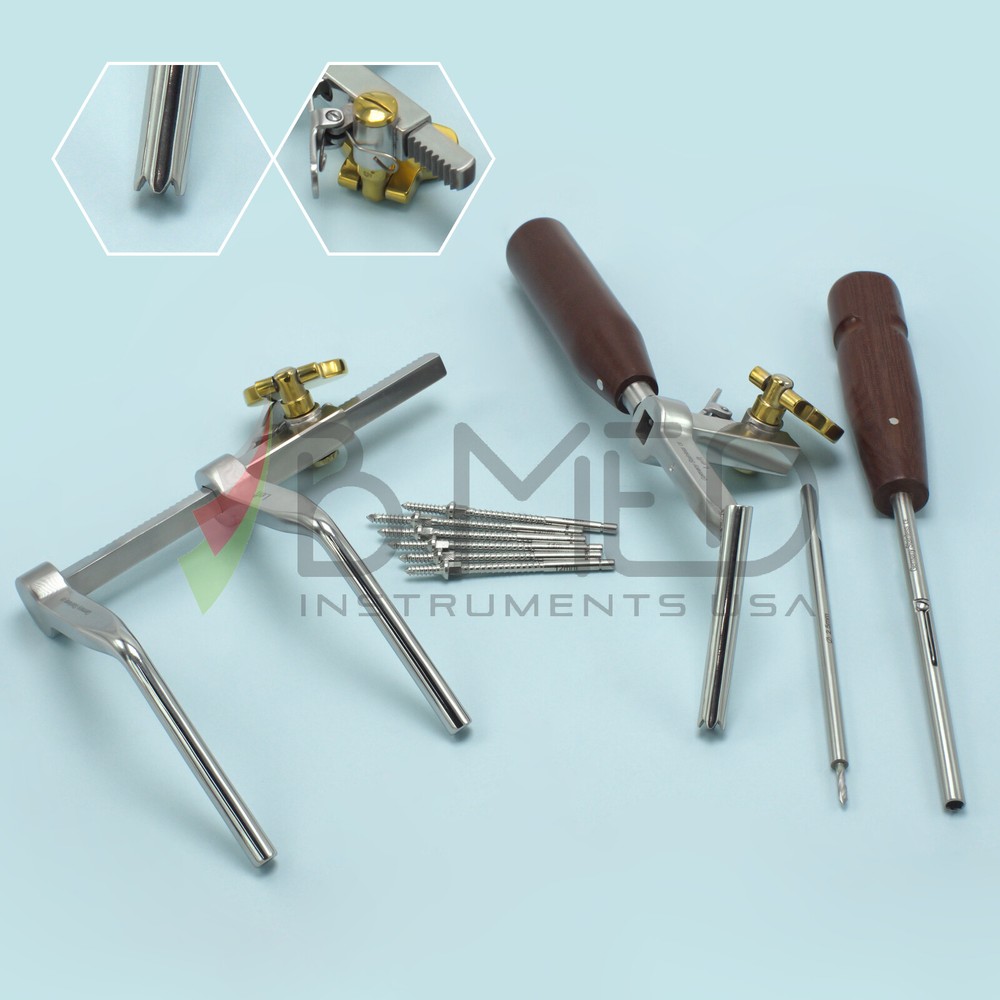 OR Grade Caspar Cervical Distractor Left Set With Screw Drivers Spine Instrument