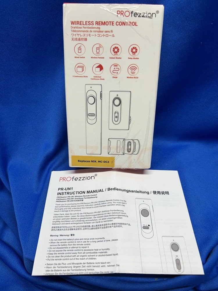 NIB open box Profezzion wireless remote control camera shutter release, 4 AAAs