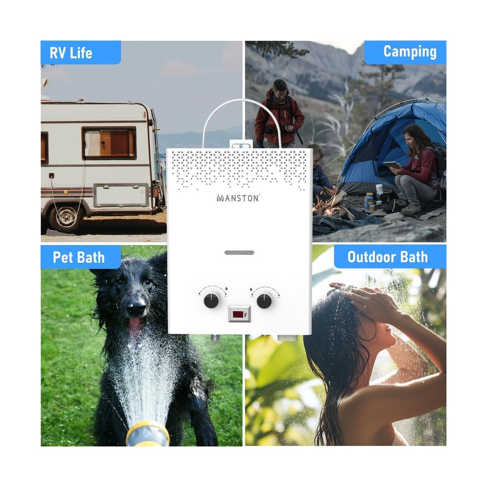 Tankless Water Heater, VANSTON Propane Water Heater Outdoor, 1.45GPM Portable...