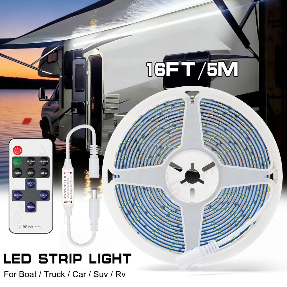12V 5M LED Strip Light, with Remote Control, For Bedroom Kitchen Ceiling