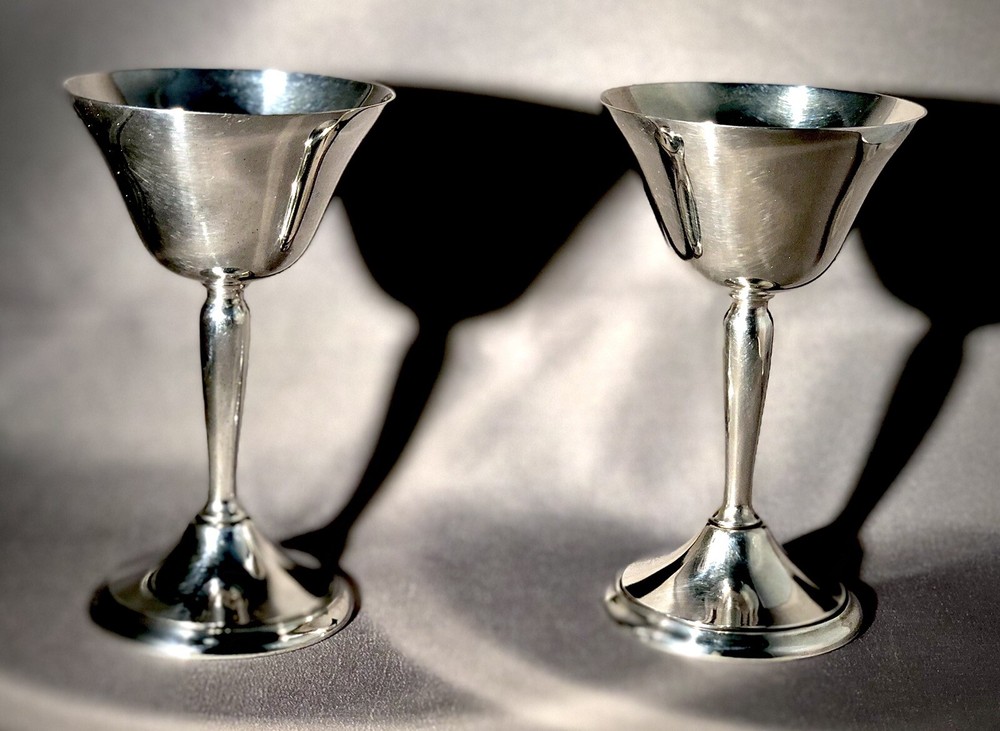 GORHAM Y237 SMALL EPNS  SILVER GOBLETS, PAIR OF 2