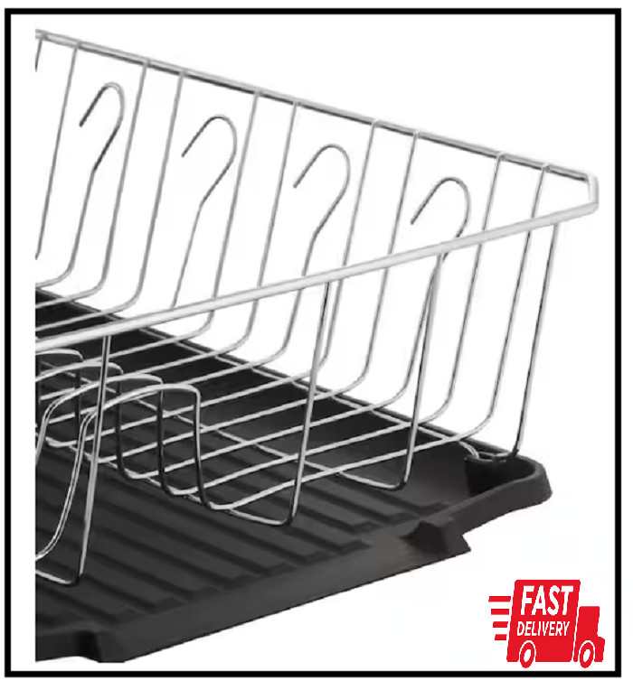 Chrome 3-Piece Black Set Dish Rack
