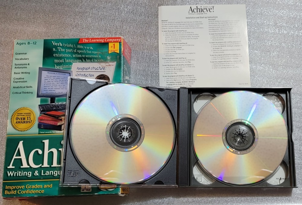 Achieve! Writing & Language Arts Grades 3-6 CD Learning Software Windows & Mac