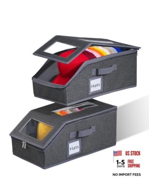 2PCS Stackable Hat Organizer for Baseball Caps, Hat Organizer Holds Drak Grey