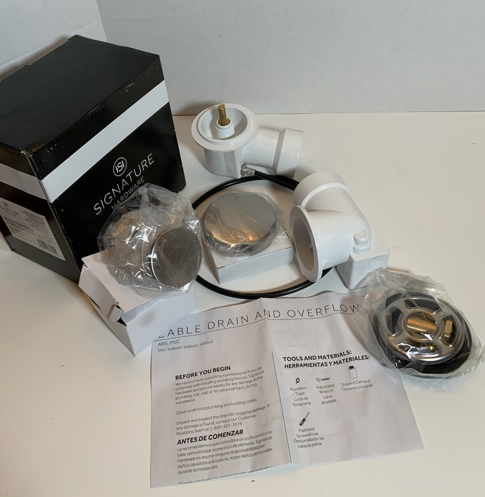 Signature Hardware SH644BN PVC Cable Drain and Overflow, Brushed Nickel