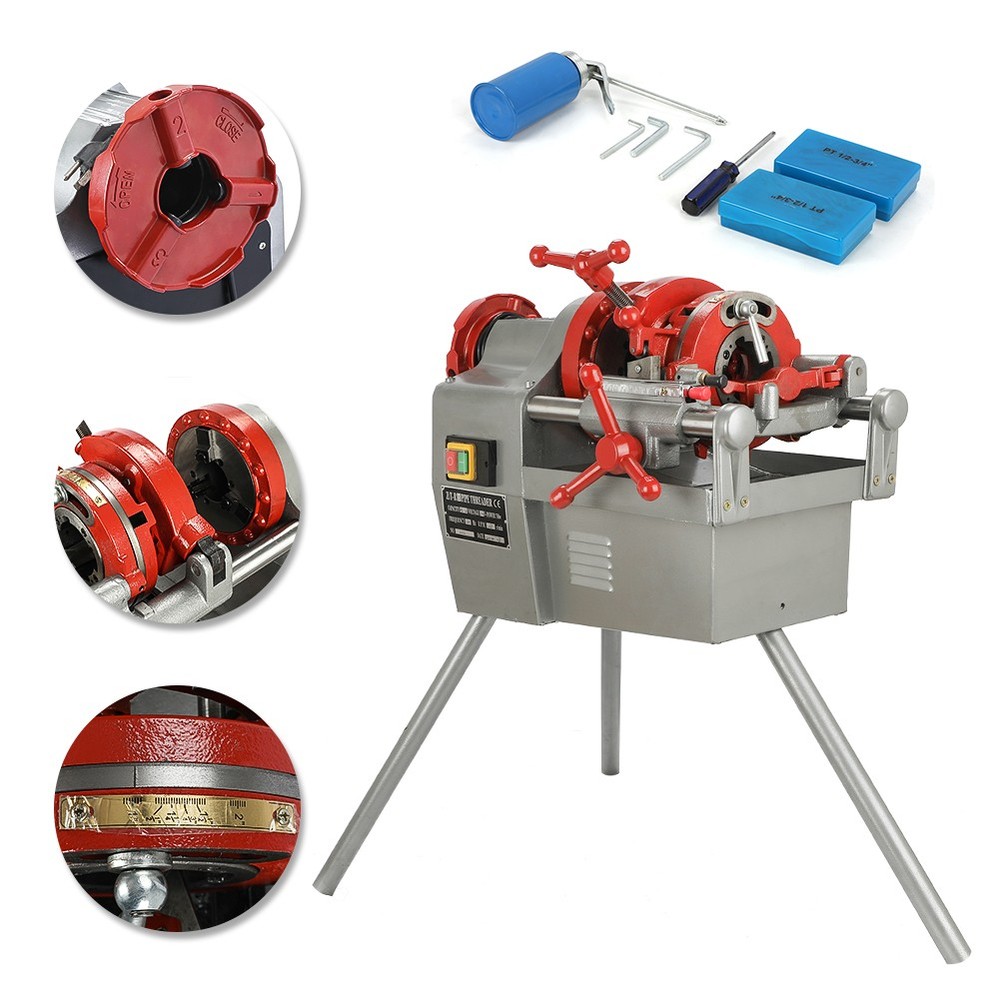 Electric Pipe Threader Machine 1/2"-2" Pipes with Quick Opening Die Head
