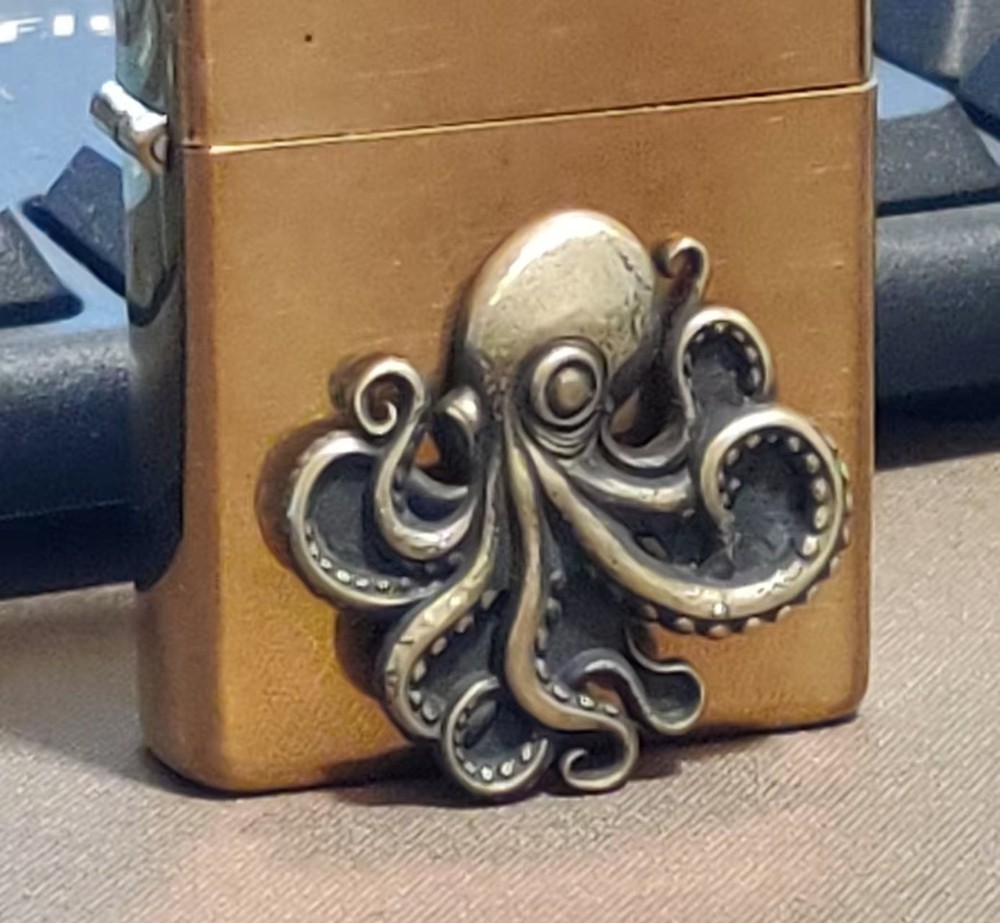 1 piece Brass Octopus statue sticker Lighter DIY Accessory