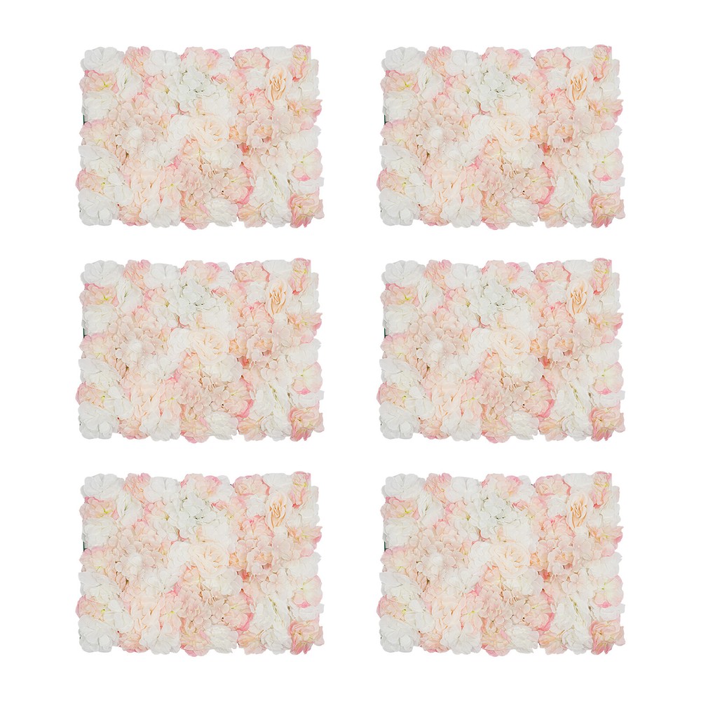 Artificial Flower Wall Backdrop 6 Panel Set Wedding Decor Champagne White Roses