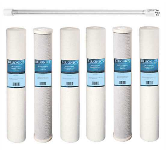 Replacement Filter Set for our Well Water System 2.5x20 + UV bulb