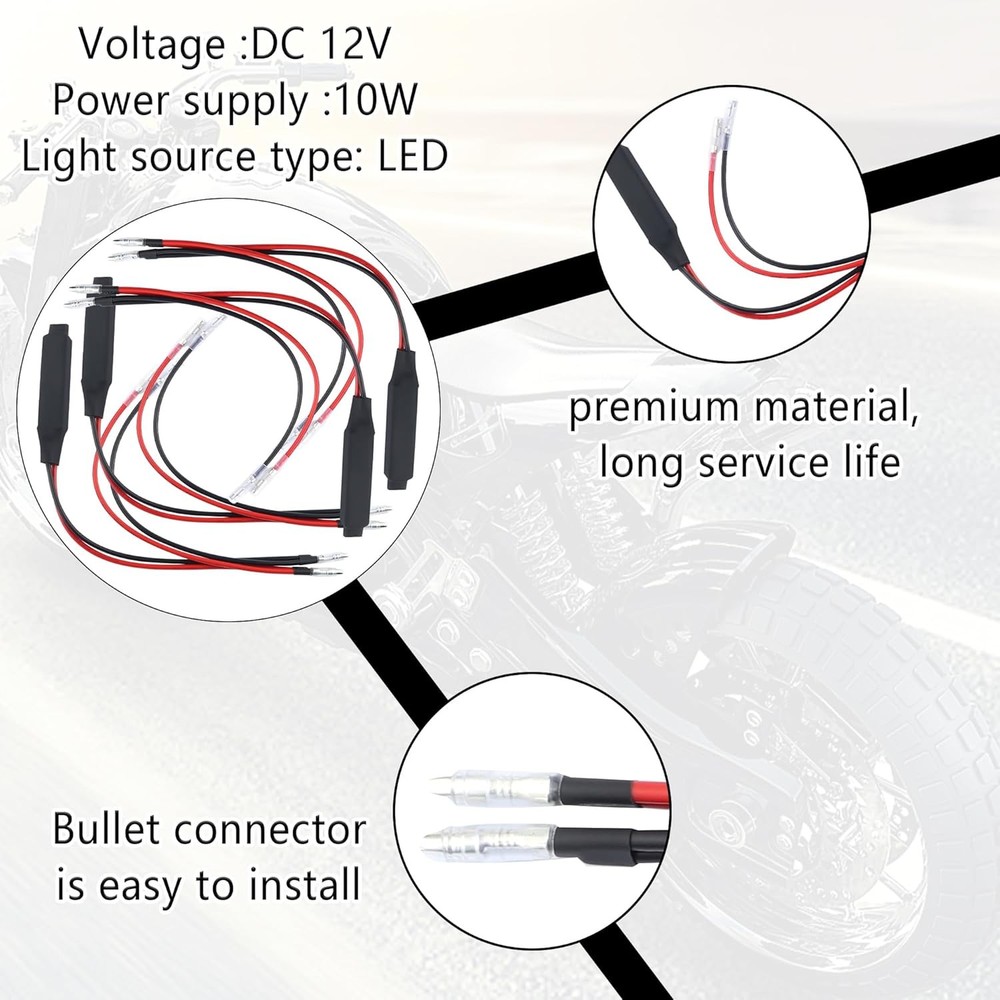 “4pcs Motorcycle LED Turn Signal Load Resistors 10W 12V Universal Decoder Kit”
