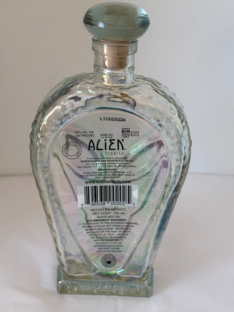 ALIEN Tequila 750 ml Iridescent Bottle - EMPTY