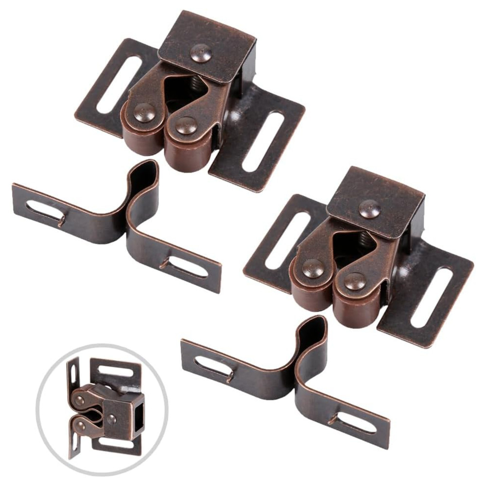 2 Pack Cabinet Roller Catch Bronze Double Door Latch Cupboard Closet Catch