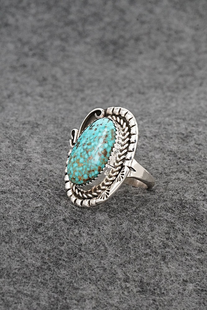 Turquoise & Sterling Silver Ring - Phil Nez - Size 8 Adj.