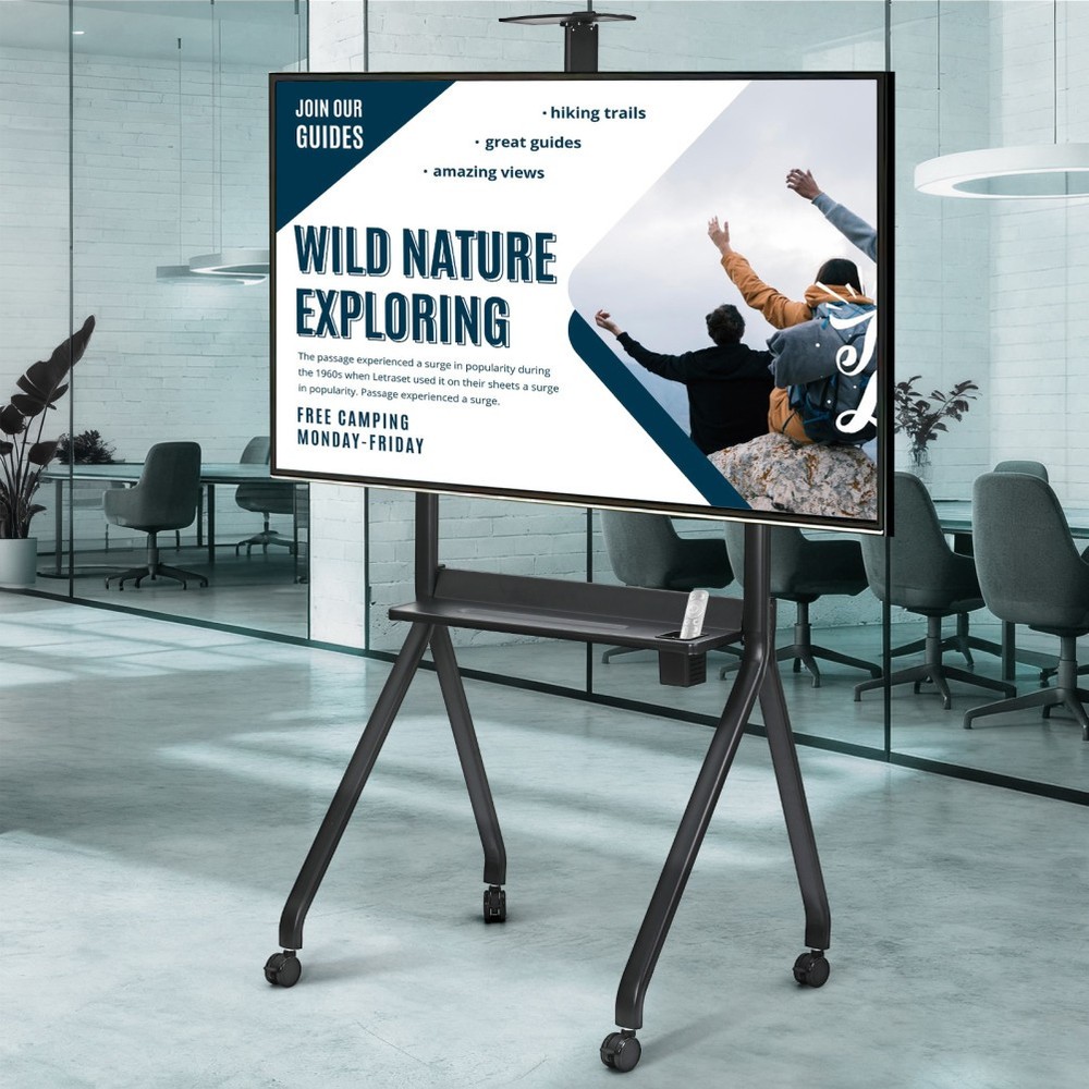 Smart Board Stand for 42"-86"Interactive Whiteboard Mobile Lockable Wheels Black