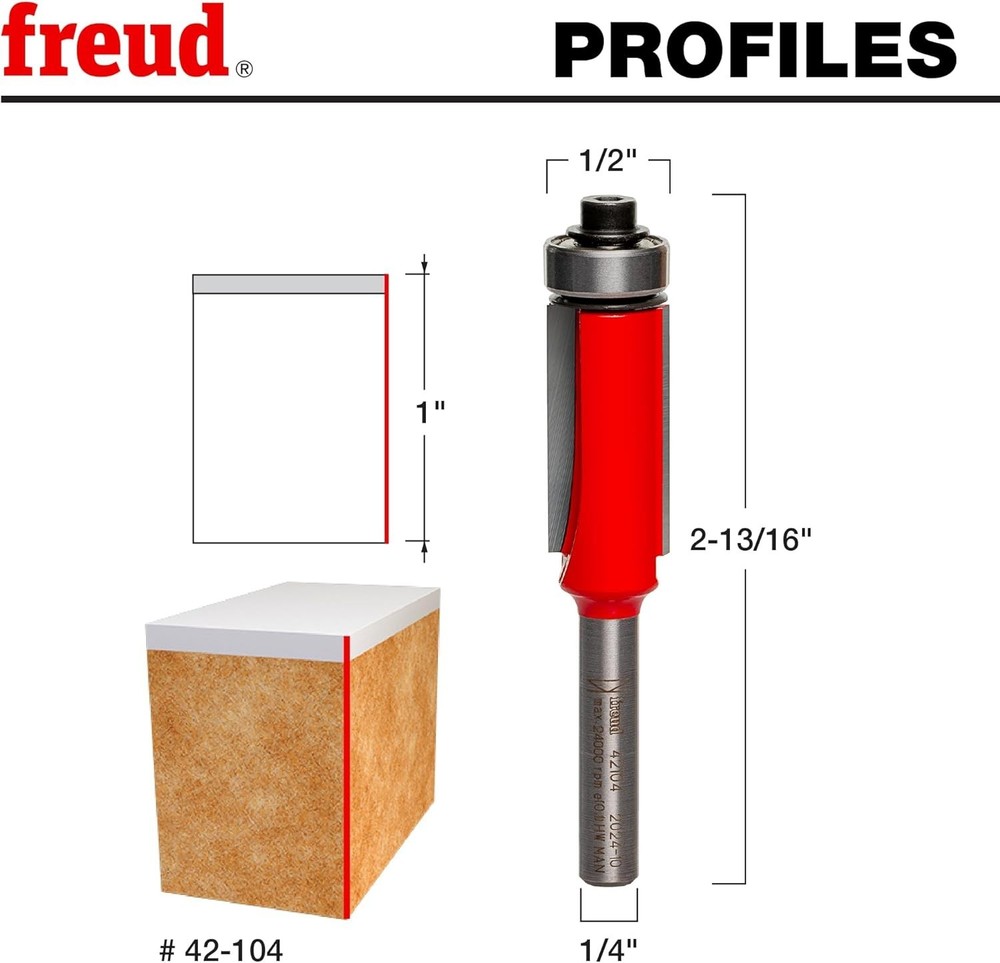 1/2" Dia. Bearing Flush Trim Bit
