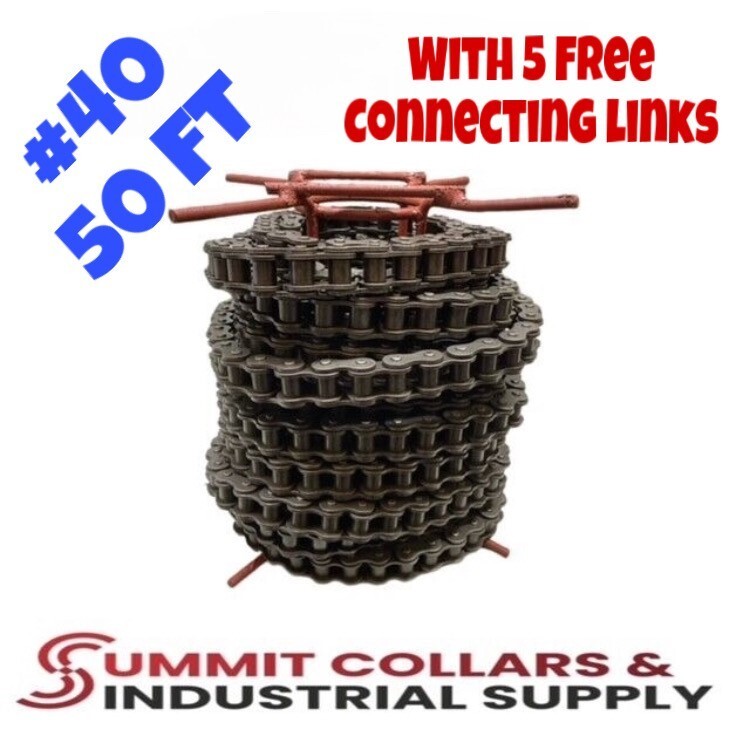 #40 Roller Chain 50 Feet with 5 Connecting Links