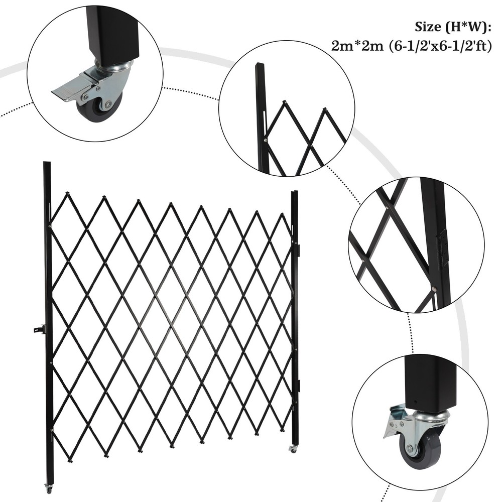 Folding Security Gate 6.5ft x 6.5ft Wall Mount Single Folding Door Scissor Gate