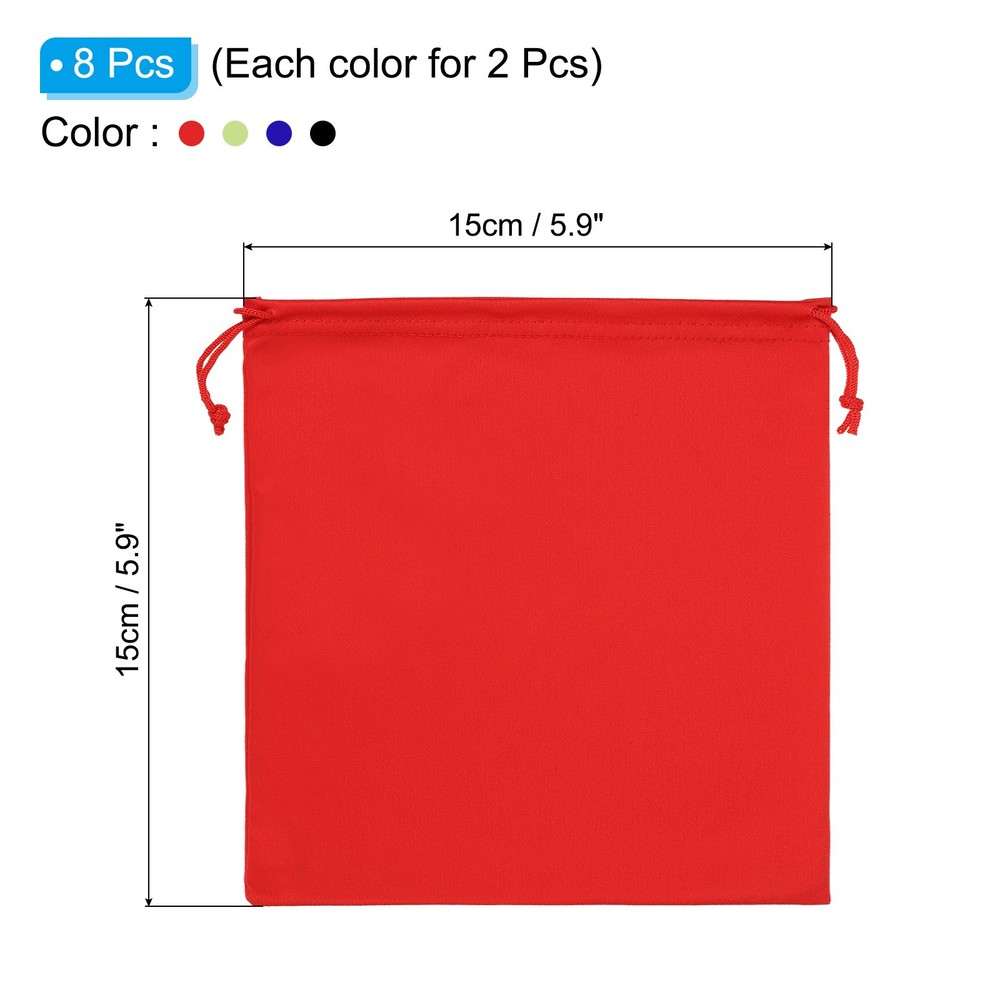 Ski Goggle Bag, 8 Pcs Soft Microfiber Drawstring Pouch, 15cmx15cm, 4 Colors