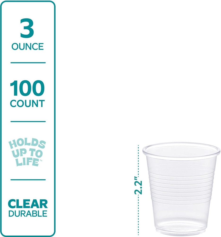 Comfy Package Clear Plastic Cups [3 Oz - 100 Count] – Small Disposable Drinking